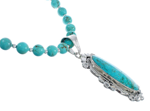 Sterling Silver Turquoise Native American Bead Necklace Set JX126975